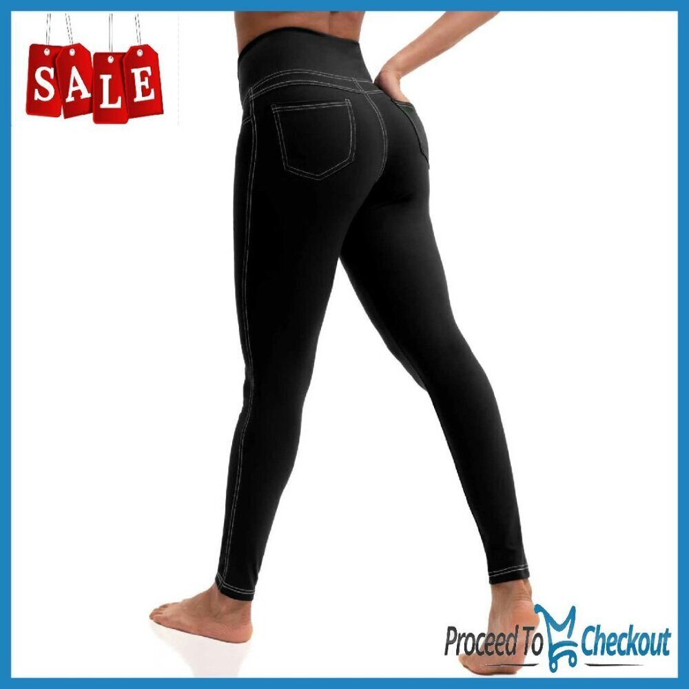 High Waist Yoga Pants with Pockets Tummy Control Stretchy Jeggings